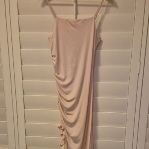 Chic Asymmetrical Cream Dress